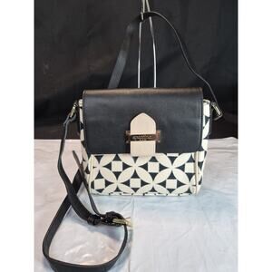 Spartina 449 Daufuskie Island Crossbody Purse Black Canvas Leather Never Used